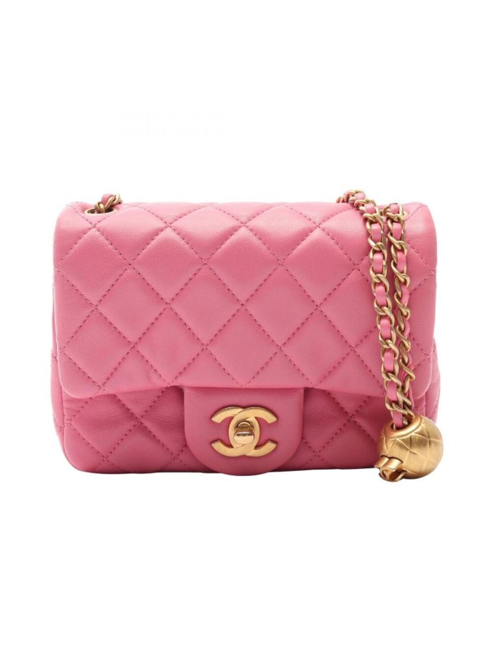 Chanel Shoulder Bag Quilted Pink Leather Mini Chain